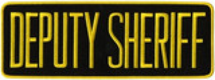 DEPUTY SHERIFF ID PATCH 4"T X 11"T, MD GOLD ON BLACK - SEW ON.